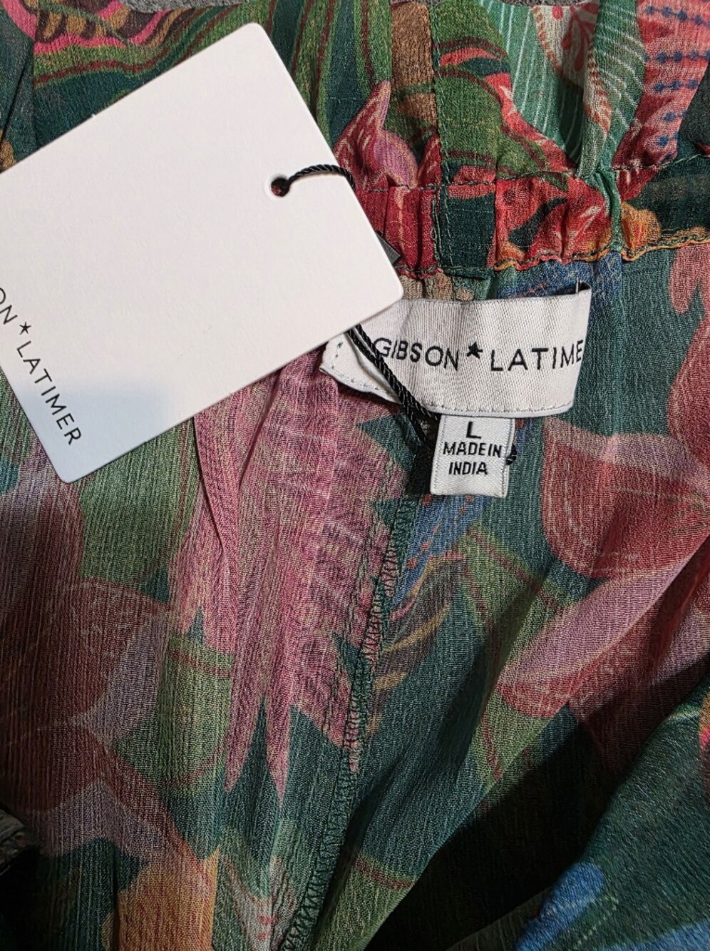 Gibson Latimer Junhle Print Swim Suit W Matching Coverup in Pink, Green, Yellow - Picture 5 of 6